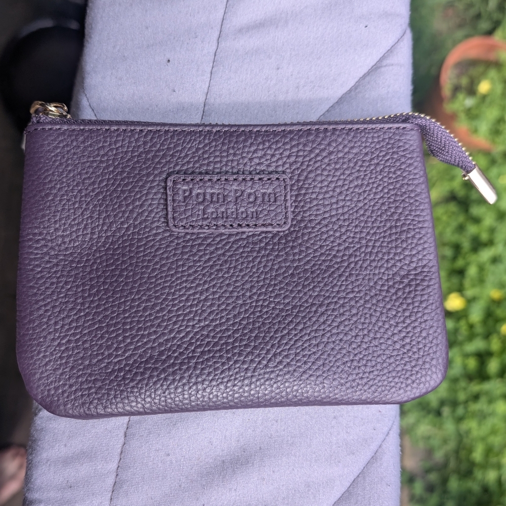 Pom Pom London Purse Wallet RFID Full Grain Leather Purple Nightshade BNNU